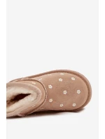 Dětské sněhule zdobené květinami Gracina – béžové