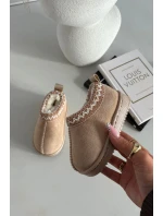 Dětské sněhule s výšivkou Prina – béžové