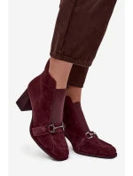 Dámské semišové botky na podpatku Artiker – bordó
