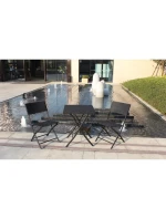 BALKONOVÝ NÁBYTEK SET STŮL 58X58X70CM A 2 ŽIDLE ČERNÁ