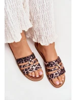 Ploché Dámské Pantofle Se Zlatým Detalem Leopard Noroti