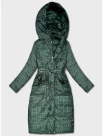 Zelená oboustranná dlouhá bunda s kapucí (P22-6638-33+33) Zelená oboustranná dlouhá bunda s kapucí (P22-6638-33+33)