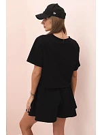 Dámský bavlněný komplet s širokými šortkami černý
