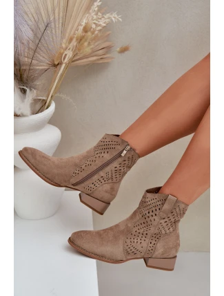 Dámské perforované botky na nízkém podpatku béžové Neliawen