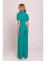 M852 Kombinéza s puff rukávy - tyrkysová