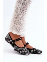Ekologické semišové baleríny zdobené černými kamínky Tinara Ekologické semišové baleríny zdobené černými kamínky Tinara