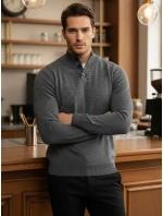 Pánský svetr se stojáčkem světle šedý FashionStreet WX2356