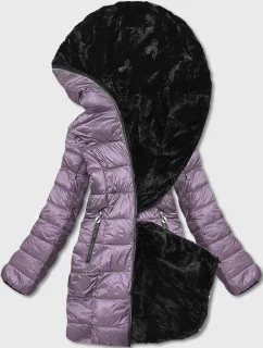 Fialová oboustranná dámská bunda - kožíšek (b8053-51)