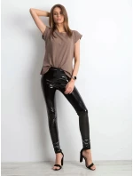 Hnědé bavlněné tričko t-shirt s ohrnutými rukávky Feel Good (4833.36X)