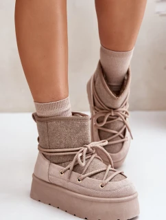 Sněhule S Šněrováním Na Platformě Béžové Mavora