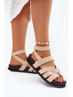 Eko Semišové Sandály Dámské S Třásněmi Béžové Valpera