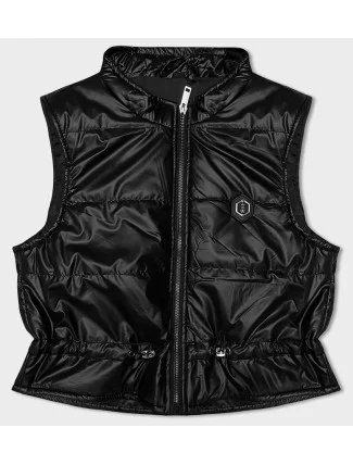 Krátká černá dámská vesta s kulatým výstřihem S'West (B8178-1) Krátká černá dámská vesta s kulatým výstřihem S'West (B8178-1)