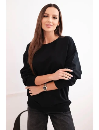 Dámská mikina s okrouhlým výstřihem basic z bavlny černá