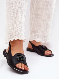 Lesklé Dámské Sandály S Ozdobou S.Barski KV51-006 Černé