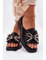 Dámské Pantofle Na Klínu S Mašlí Černé Moonzella