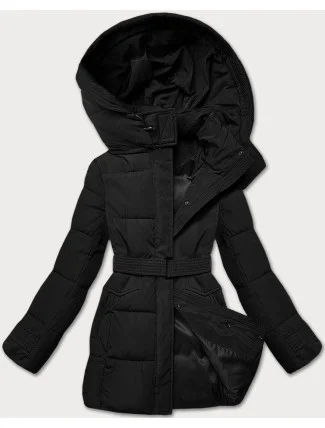 Černá vypasovaná zimní bunda s opaskem (23MY-207) Černá vypasovaná zimní bunda s opaskem (23MY-207)