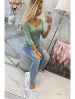 Halenka s kulatým výstřihem tmavě mátová Halenka s kulatým výstřihem tmavě mátová