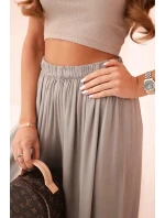 Široké dámské viskózové kalhoty s elastickým pasem fango