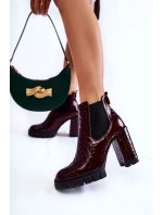 Lakované boty Hadí vzor na sloupku Burgundy Eldey