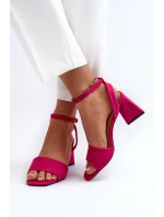 Dámské Sandály Na Podpatku Z Eko Semiše Fuchsie Vinceza 17328
