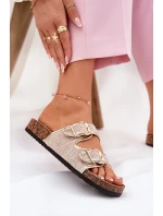 Dámské Textilní Pantofle Na Korekovej Platformě Se Sponami Zlaté Osoffe Dámské Textilní Pantofle Na Korekovej Platformě Se Sponami Zlaté Osoffe