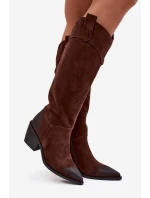 Kozačky Kovábojky Dámské Na Podpatku Z Přírodního Semiše Artiker 57C0230 Hnědé Kozačky Kovábojky Dámské Na Podpatku Z Přírodního Semiše Artiker 57C0230 Hnědé