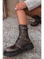 Zateplené workery dámské s přezkami hnědé Marisse