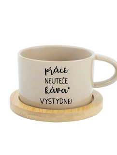 PRÁCE NEUTEČE, KÁVA VYSTYDNE! - krémový hrníček makronka 200 ml