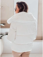 Dámská prošívaná krátká bunda s kožešinou bílá FashionStreet TY5070