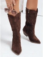 Dámské semišové kovbojské boty hnědé FashionStreet ZY1160 Dámské semišové kovbojské boty hnědé FashionStreet ZY1160