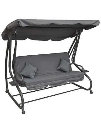 ZAHRADNÍ A BALKONOVÁ HOUPAČKA KASIA 3 OSOBY ŠEDÁ