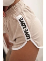 Dámské bavlněné šortky s elastickým pasem a sportovním lemem béžové