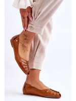 Zazoo 10009 Pohodlné Dámské Kožené Baletky Hnědé