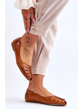 Zazoo 10009 Pohodlné Dámské Kožené Baletky Hnědé