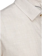 Pánská košile s dlouhým rukávem a jemným proužkem béžová FashionStreet DX2655