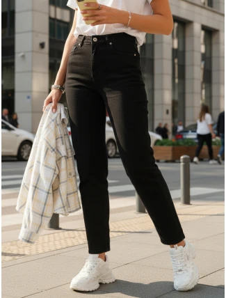 Dámské džíny mom fit s vysokým pasem černé FashionStreet UY2876