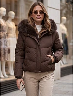 Dámská zimní prošívaná bunda s kožešinou, hnědá, FashionStreet TY5983 Dámská zimní prošívaná bunda s kožešinou, hnědá, FashionStreet TY5983
