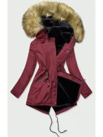 Dámská zimní bunda typu parka ve vínové bordó barvě (b2628)