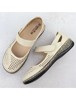 Dámská prolamovaná obuv na suchý zip béžová Unisoft 7026