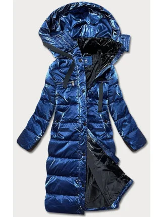 Tmavě modrá dámská lesklá péřová bunda (omdl-020) Tmavě modrá dámská lesklá péřová bunda (omdl-020)