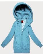 Světle modrá dámská mikina z různých materiálů s kapucí Goodlookin (AMG-175)