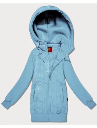 Světle modrá dámská mikina z různých materiálů s kapucí Goodlookin (AMG-175)