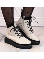 Filippo zateplené kožené boty na platformě W PAW482 beige