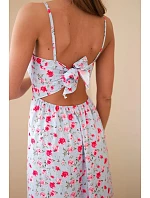 Dámské maxi šaty s květinovým vzorem na ramínkách se zavazováním na zádech modré Dámské maxi šaty s květinovým vzorem na ramínkách se zavazováním na zádech modré