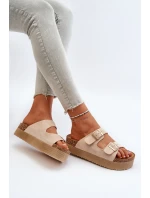 Dámské žabky na platformě s přezkami béžové Lolpey Dámské žabky na platformě s přezkami béžové Lolpey