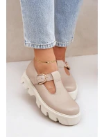 Kožené Polobotky S Přezkou Zazoo 20183 Béžové Kožené Polobotky S Přezkou Zazoo 20183 Béžové