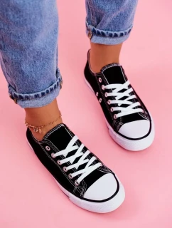 Dámské Klasické Tenisky Černé S Bílou Podešví Omerta