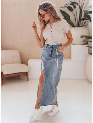 ROSA LOVE modrá maxi sukně s květinami FashionStreet CY0511