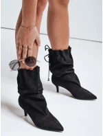 Dámské semišové kozačky s nařaseným svrškem černé FashionStreet ZY1138