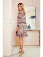 BAKARI - Vzdušné šifónové dámské šaty se vzorem "boho" a s dekoltem 295-1